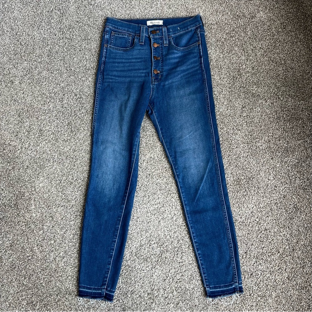 Madewell High Rise Skinny Distressed Hem‎ Jeans, Size 10